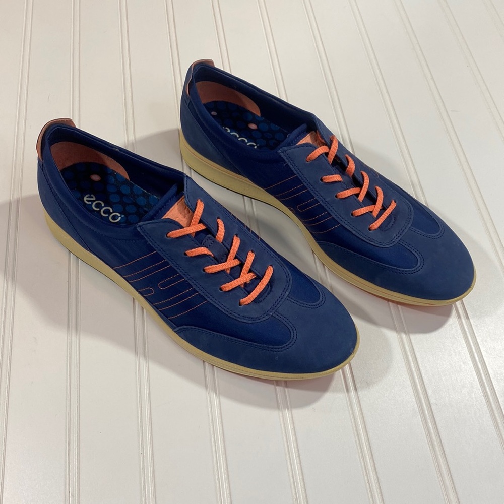 ECCO Sneakers Tennis Shoes, Blue and Orange, Size 41 NWOT